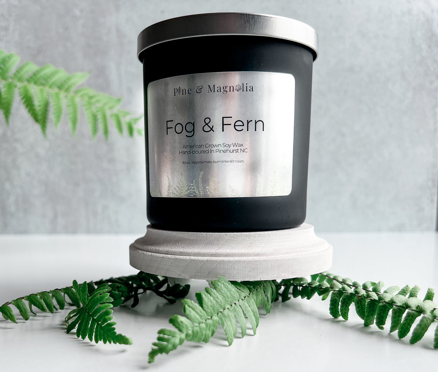 Fog and Fern scented 100% soy wax candle