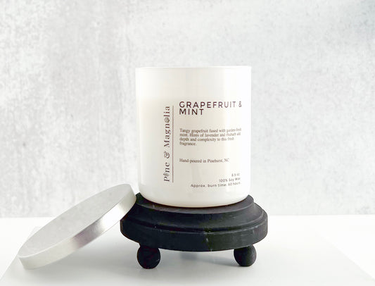 Grapefruit and Mint scented 100% soy wax candle